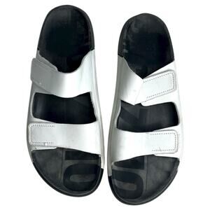 Ecco Womens Slide Sandals US 10 10.5 EU 41 Cozmo White Black Grain Leather